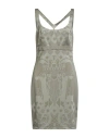 Versace Jeans Woman Mini Dress Military Green Size 12 Polyamide, Viscose, Elastane In Green