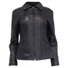 Versace Jeans Zipped Jacket In Black Leather In Blue