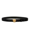 Versace Man Belt Black Size 42 Calfskin In Black