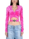 Versace Texturized Velvet Medusa Biggie Sweatshirt In Pink