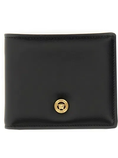 Versace Black Small Wallet With Medusa Biggie Logo