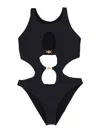 Versace Swim One-piece Lycra Vita Recycled Greek Chain In Black