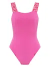 Versace Greca Border Sleeveless Body With High-cut Leg In Pink