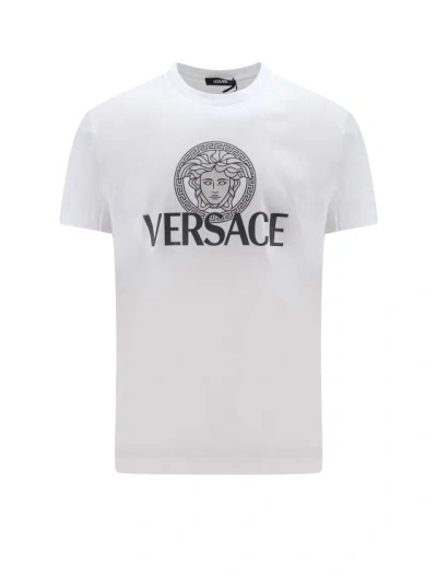 VERSACE JERSEY COTTON T-SHIRT WITH ICONIC PRINT