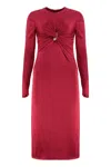 Versace Twisted Safety-pin Long-sleeve Jersey Midi Dress