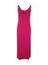 Versace Fuchsia Midi Dress With Medusa Plaque In Multicolor