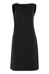 Versace Draped One Shoulder Knee Length Dress In Black