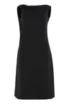Versace Draped One Shoulder Knee Length Dress In Black