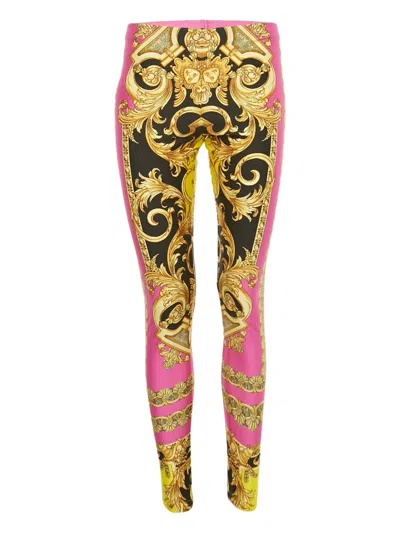 Pre-owned Versace Jersey Print Trousers In Pink