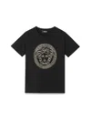 Versace Jersey T-shirt + Lamimate Medusa Greca Print In Black