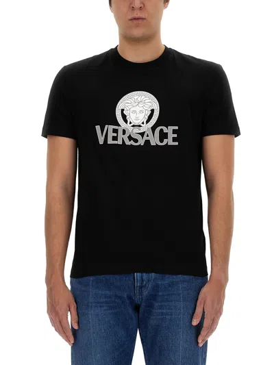 Versace Jersey T-shirt In Nero
