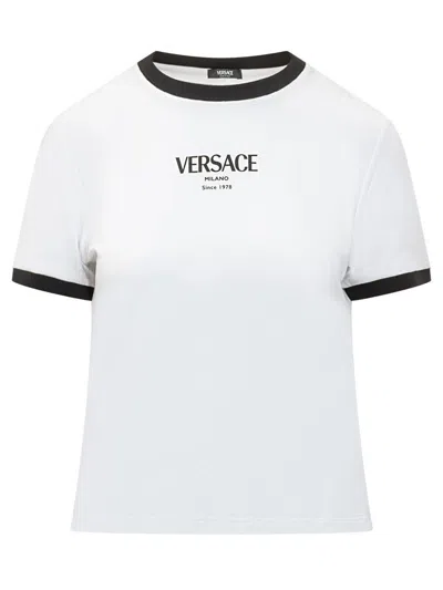 Versace Jersey T-shirt With Contrasting Beading In White