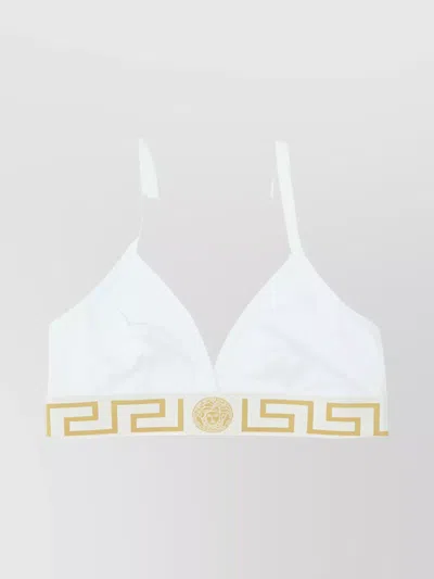 Versace Jersey Top With Adjustable Straps And Wire-free Design In White