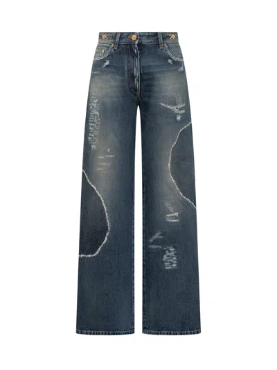 Versace Jet Set High-rise Wide-leg Jeans - Medium In Black
