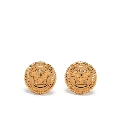 Versace Men Medusa Plaque Earrings In Gold