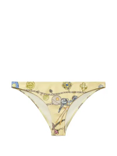 Versace Jewellery-print Bikini Bottoms In Yellow