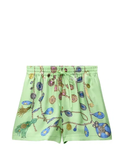 Versace Jewellery-print Drawstring Shorts In Green