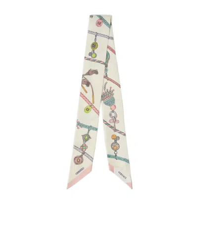 Versace Jewel-print Silk Scarf In Neutral