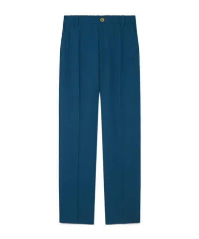 Versace Wool Jogger Pants In Blue