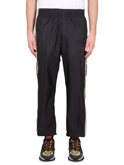 Versace Jogging Pants With Baroque Print In Black