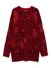 Versace Leopard-printed Semi-sheer Panelled Jumper In Red