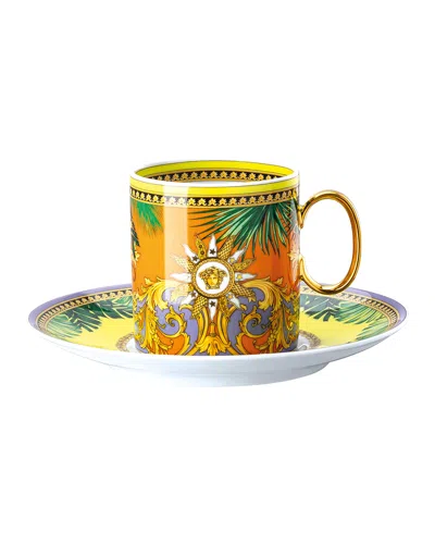 Versace Jungle Animalier Coffee Cup & Saucer In Multi