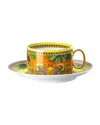 Versace Jungle Animalier Yellow Cup & Saucer In Multi