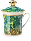 Versace Jungle Porcelain Lid Mug In Green