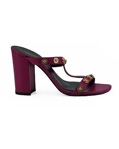 Pre-owned Versace Kalbsleder-sandalen Mit Hohem Absatz - Sandals - Purple -size 37 In Lila