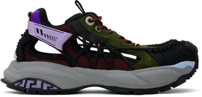 Versace Khaki & Burgundy Mercury M_vs_01 Sneakers In 6g60p-army+plum+purp