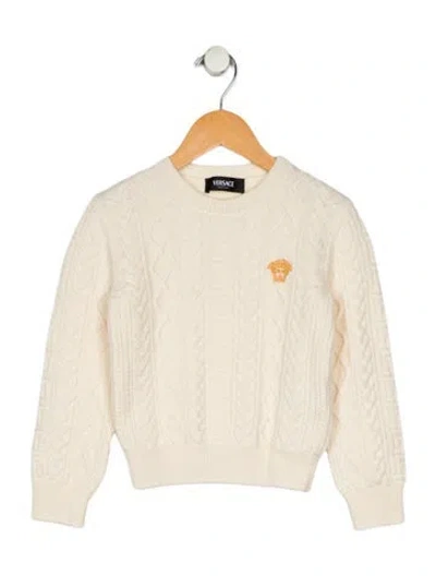 Pre-owned Versace Babies' Kid's Boy's Cable Knit Sweater In Neutral