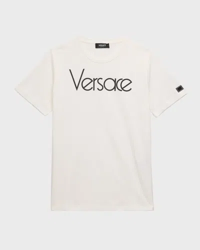 Versace Kid's Classic Logo-print T-shirt In White/black