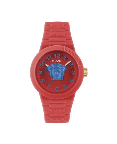 Versace Kid's V-pop Red Silicone Strap Watch 34mm In Pattern