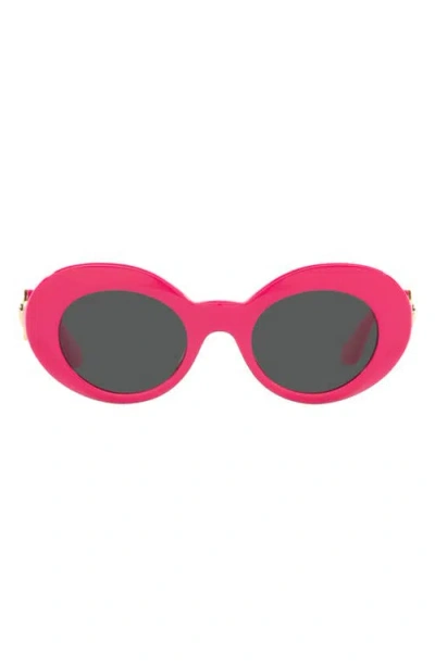 Versace Kids' 45mm Small Oval Sunglasses In Fuchsia/dark Grey