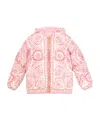 Versace Kids All-over Printed Zip-up Hooded Jacket In Pink