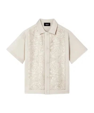 Versace Kids Barocco Paneled Shirt In Multi