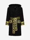 Versace I Love Baroque Hooded Bathrobe In Black