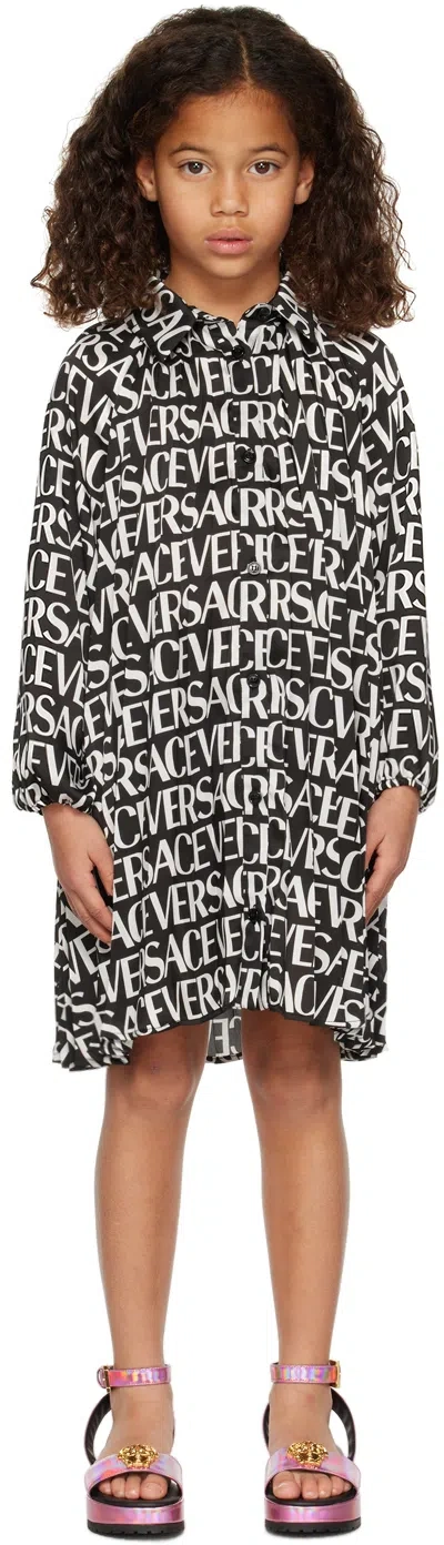 Versace Kids Black Pleated Dress