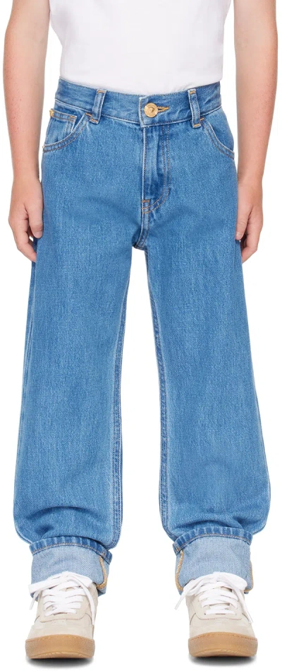 Versace Kids Blue Five-pocket Jeans In 1d030-medium Blue