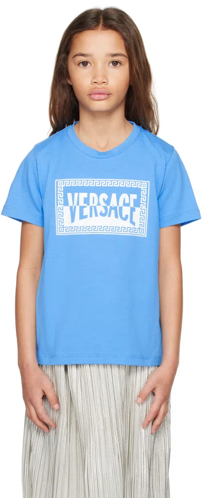 Versace Kids Blue Printed Cotton-jersey T-shirt