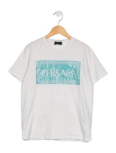 Pre-owned Versace Kids Boys' Logo T-shirt In White