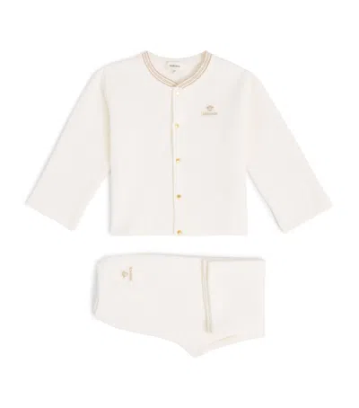 Versace Kids Cotton Embroidered Jacket And Trousers Set In Pink