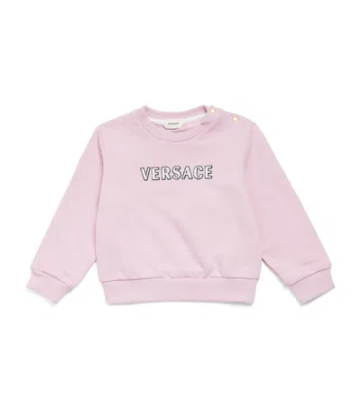 Versace Kids Cotton Embroidered Logo Sweatshirt In Pink