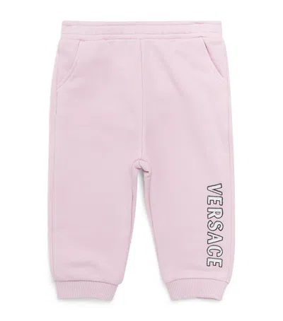 Versace Kids Cotton Logo Sweatpants In Pink