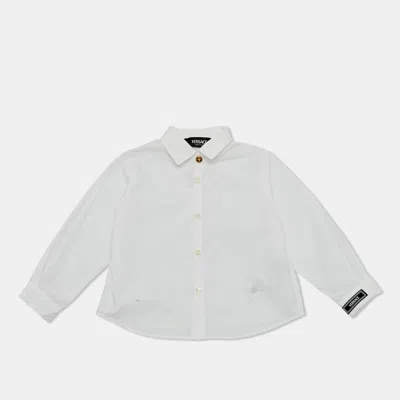 Pre-owned Versace Kids Cotton Poplin Button Down Shirt 18 M In White