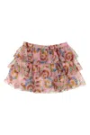 Versace Kids 'geo Poly Barocco Flower' Skirt In Pink
