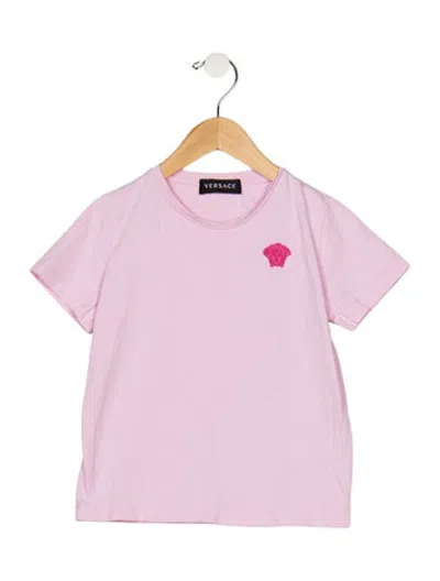 Pre-owned Versace Babies' Kids Girls Basic Short Sleeve Shirt In Pink