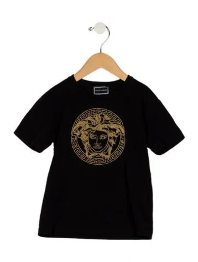 Pre-owned Versace Babies' Kids Girls' Cotton Embellished T Shirt In Black