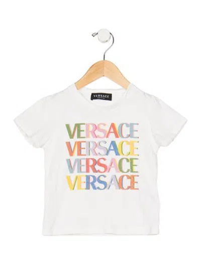 Pre-owned Versace Babies' Kids Girls Graphic Print Short Sleeve Shirt In White