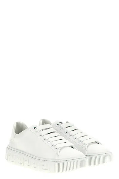 Versace Kids 'greca' Sneakers In White